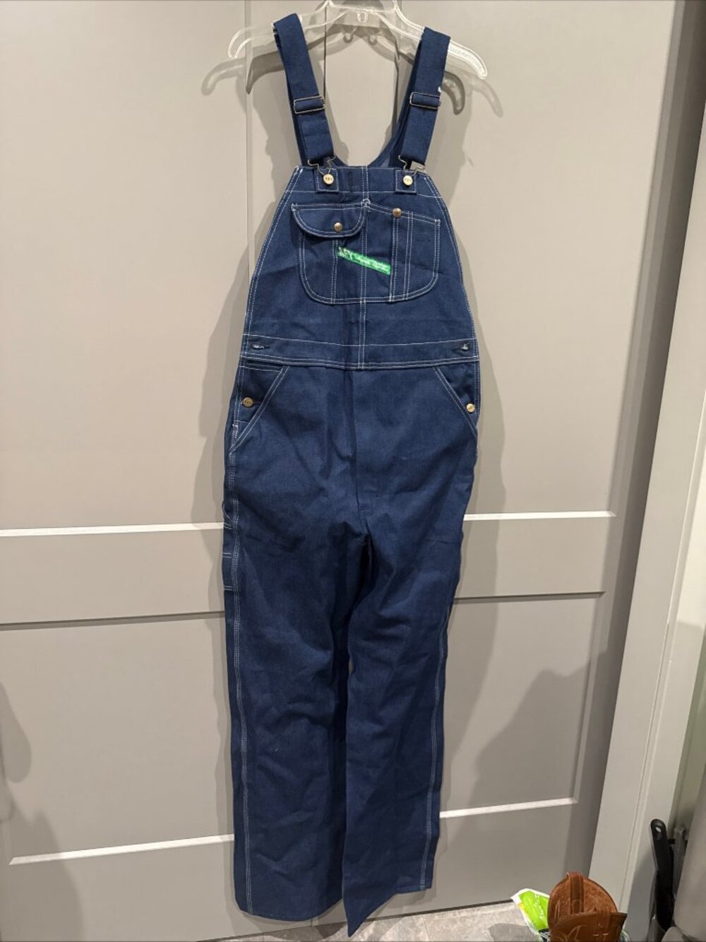 Vintage Key Blue Denim Bib Overalls Size 34x36